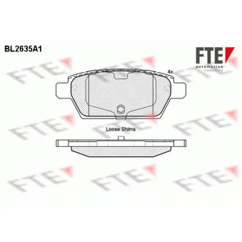 Jeu de 4 plaquettes de frein arrière FTE OEM GPYB2643Z