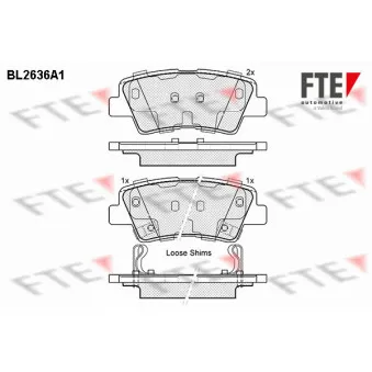 Jeu de 4 plaquettes de frein arrière FTE OEM 583023QA10