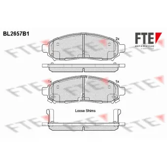 Jeu de 4 plaquettes de frein avant FTE OEM D1060JR70A