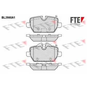 Jeu de 4 plaquettes de frein arrière FTE OEM 34219804735