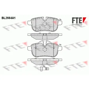 FTE BL2664A1 - Jeu de 4 plaquettes de frein arrière
