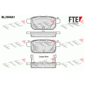 FTE BL2669A1 - Jeu de 4 plaquettes de frein arrière