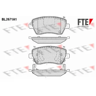 Jeu de 4 plaquettes de frein avant FTE OEM D10601HA0B