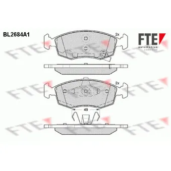 Jeu de 4 plaquettes de frein avant FTE OEM 77366274