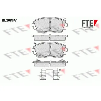 Jeu de 4 plaquettes de frein avant FTE OEM 581011YA00