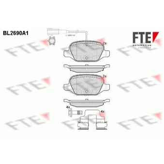 FTE BL2690A1 - Jeu de 4 plaquettes de frein arrière
