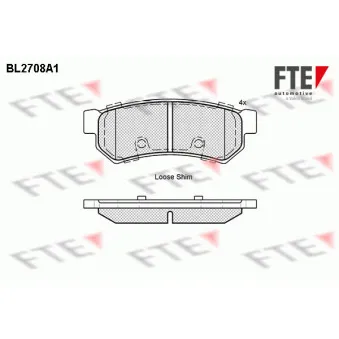 Jeu de 4 plaquettes de frein arrière FTE OEM 96800089