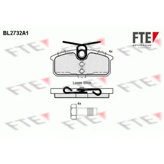 Jeu de 4 plaquettes de frein arrière FTE BL2732A1