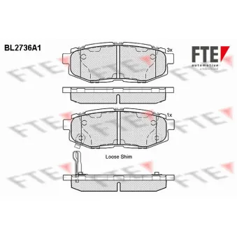 Jeu de 4 plaquettes de frein arrière FTE OEM 26696ca000