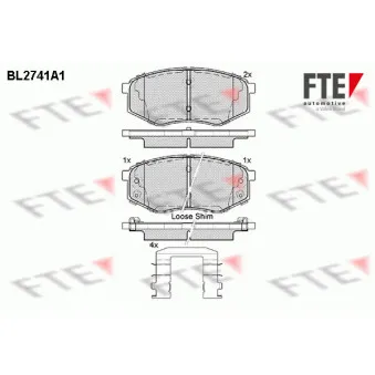 Jeu de 4 plaquettes de frein avant FTE OEM 581011KA00