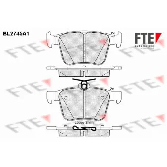 Jeu de 4 plaquettes de frein arrière FTE OEM 5Q0698451P