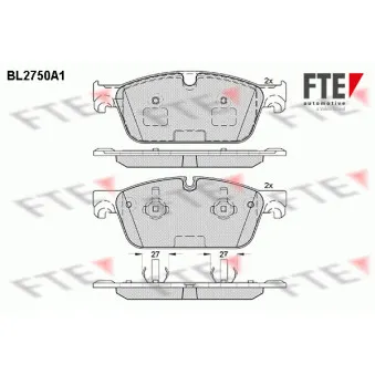 Jeu de 4 plaquettes de frein avant FTE OEM 0064203720