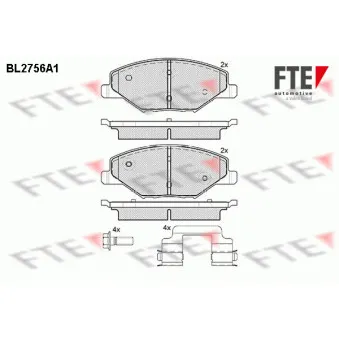 Jeu de 4 plaquettes de frein avant FTE OEM 6ru698151a