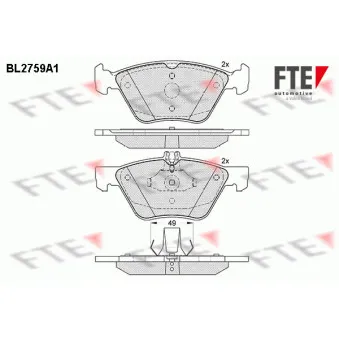 Jeu de 4 plaquettes de frein avant FTE OEM 0044200720