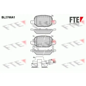 Jeu de 4 plaquettes de frein arrière FTE OEM 77366456