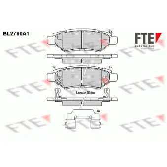 FTE BL2780A1 - Jeu de 4 plaquettes de frein arrière