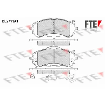 Jeu de 4 plaquettes de frein avant FTE BL2793A1 pour PEUGEOT 308 Hybrid 225 - 224cv