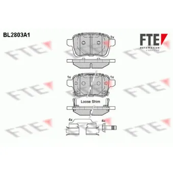 FTE BL2803A1 - Jeu de 4 plaquettes de frein arrière