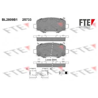 FTE BL2809B1 - Jeu de 4 plaquettes de frein arrière