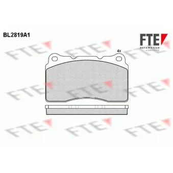 Jeu de 4 plaquettes de frein avant FTE BL2819A1 pour RENAULT MEGANE 2.0 R.S. - 273cv