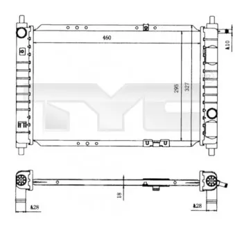 Radiateur, refroidissement du moteur TYC OEM 96314162