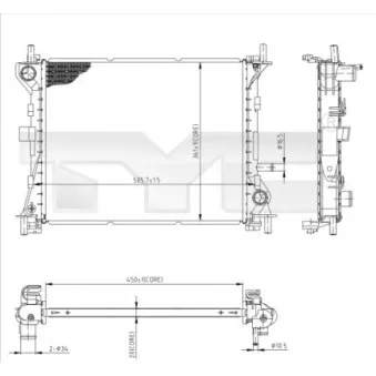 Radiateur, refroidissement du moteur TYC 710-0041 pour FORD FOCUS 1.4 16V - 75cv