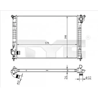 Radiateur, refroidissement du moteur TYC OEM 1475550