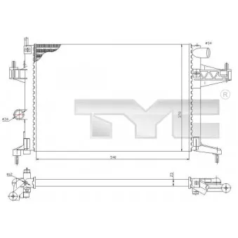 Radiateur, refroidissement du moteur TYC OEM 1300237