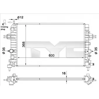 TYC 725-0036 - Radiateur, refroidissement du moteur
