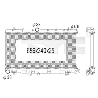 Radiateur, refroidissement du moteur TYC OEM 45111FE000