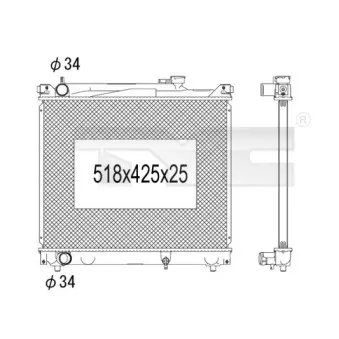 Radiateur, refroidissement du moteur TYC OEM 1770077E00