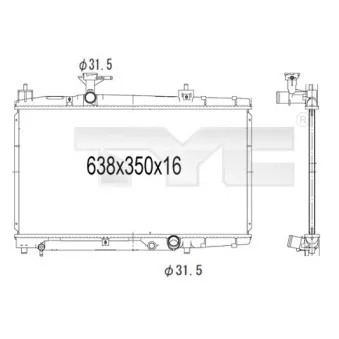 Radiateur, refroidissement du moteur TYC OEM 1640033070