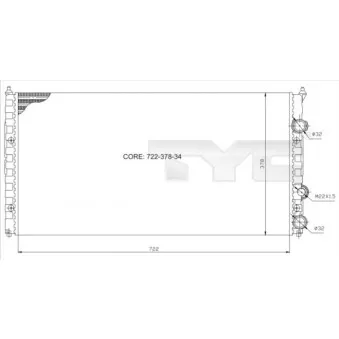 Radiateur, refroidissement du moteur TYC OEM 3A0121253C