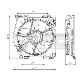 Ventilateur, refroidissement du moteur TYC 828-0001 pour RENAULT CLIO 1.2 16V - 101cv