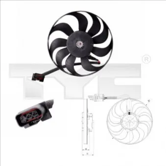 Ventilateur, refroidissement du moteur TYC 837-0005 pour VOLKSWAGEN GOLF 2.8 V6 4motion - 204cv