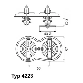 Thermostat d'eau WAHLER 4223.75D pour SCANIA P,G,R,T - series P 380 - 380cv