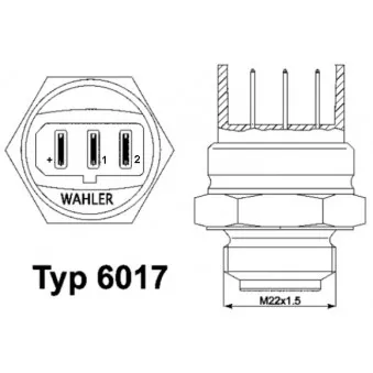 Interrupteur de température, ventilateur de radiateur WAHLER 6017.85D