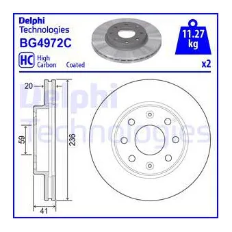 Jeu de 2 disques de frein avant DELPHI OEM BSG 16-210-002