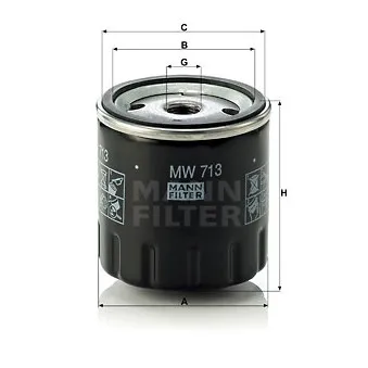 Filtre à huile MANN-FILTER MW 713 pour DUCATI MONSTER (300cc - 899cc) Monster 620 I,E, - 60cv