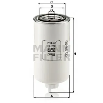 Filtre à carburant MANN-FILTER PL 250 pour MCCORMICK X4 X4,50 - 90cv