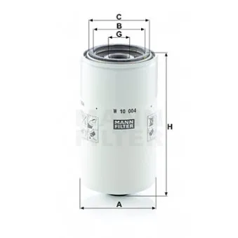 Filtre à huile MANN-FILTER W 10 004 pour CITROEN C5 2.0 HDi - 109cv
