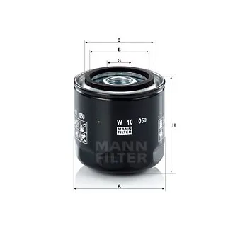 Filtre à huile MANN-FILTER W 10 050 pour NEW HOLLAND TD4000F TD4040F - 88cv