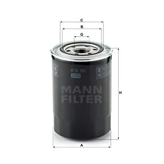 Filtre à huile MANN-FILTER W 10 703 pour MITSUBISHI Canter (FB7, FB8, FE7, FE8) 3C13 - 125cv