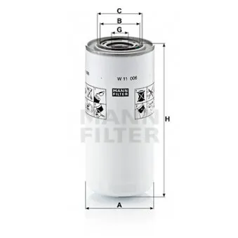 Filtre à huile MANN-FILTER W 11 006 pour MAN M90 12,232 FS,12,232 FLS - 230cv