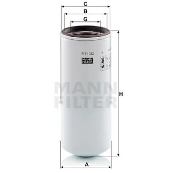 Filtre à huile MANN-FILTER W 11 022 pour ERF ECT 18,420 FLRC - 420cv