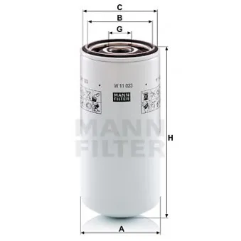 Filtre à huile MANN-FILTER W 11 023 pour ERF C-Serie 31C4 - 245cv