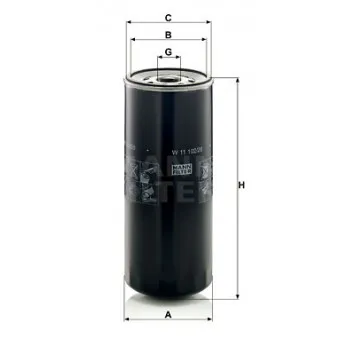 Filtre à huile MANN-FILTER W 11 102/28 pour DEUTZ-FAHR AGROTRON X 710 - 200cv