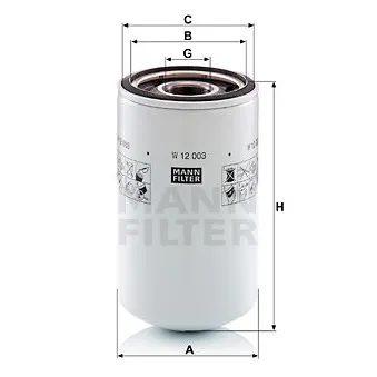 Filtre à huile MANN-FILTER OEM 156072190 Filtre à huile MANN-FILTER OEM 156072190