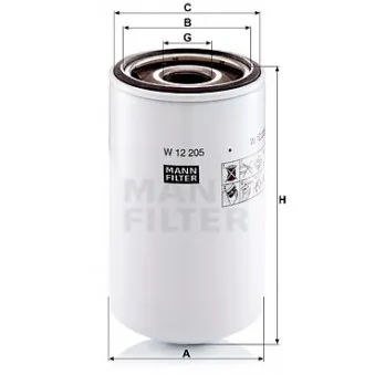 Filtre à huile MANN-FILTER W 12 205 pour FORD C-MAX 1.5 EcoBoost - 150cv