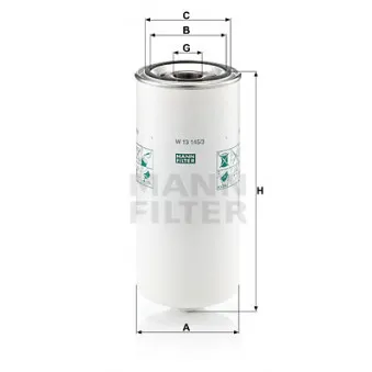 Filtre à huile MANN-FILTER W 13 145/3 pour DAF F 3200 FA 3200 KS - 324cv